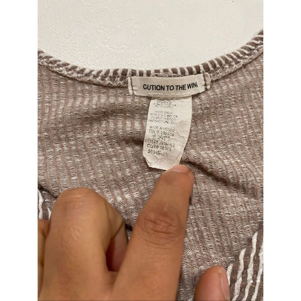 Caution ToโThe Wind Ribbed Button Front Dress Medium โ Sleeveless A-Line Casual - Picture 3 of 5